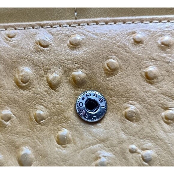 Calro Valentino Wallet Women's Yellow Ostrich Leather Snap Close - Picture 5 of 7